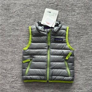 Patagonia Kids Gray Vest with Green Trim